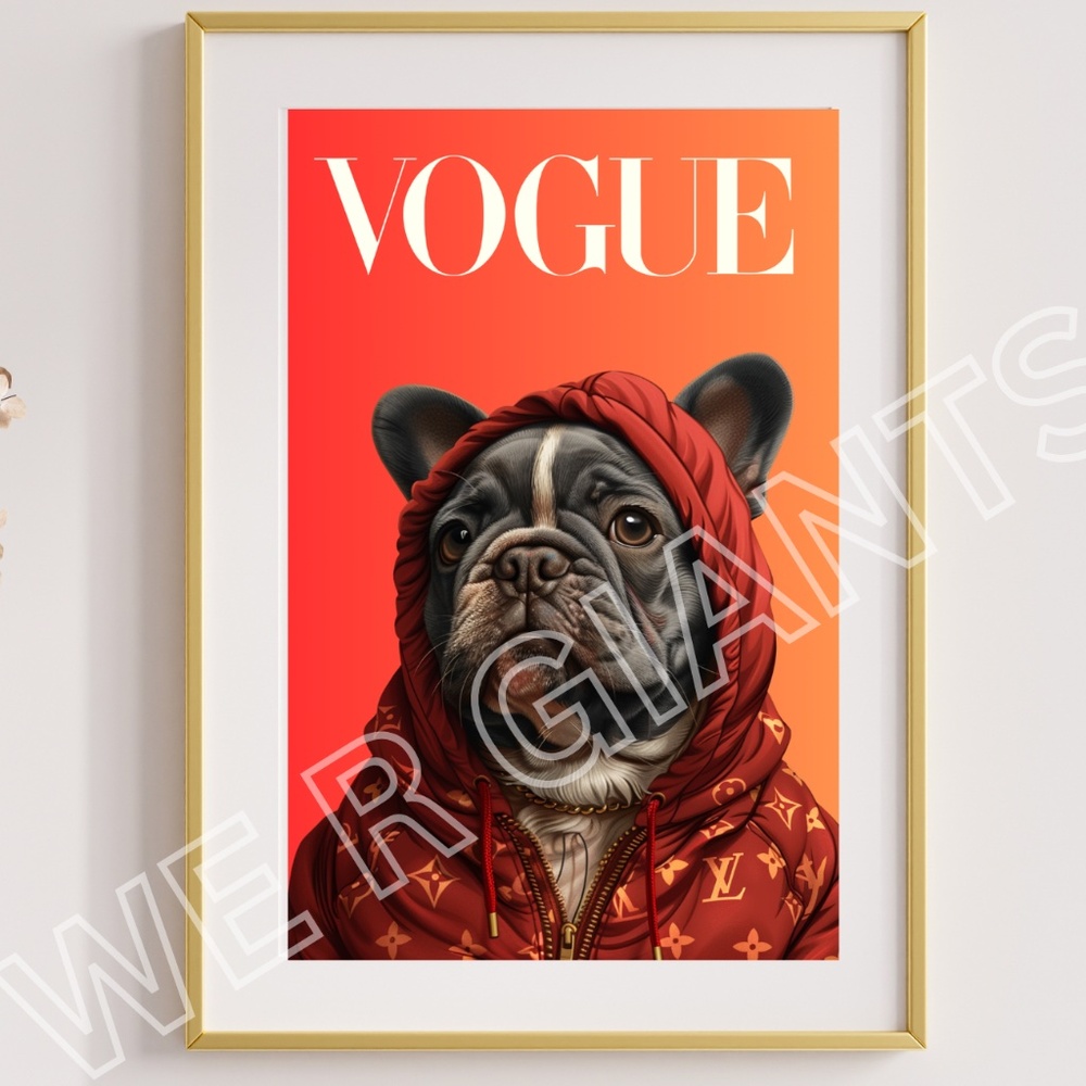 Vogue Frenchie Art Print | 11x17 Fashion Dog Wall Decor - Picture 1 of 1